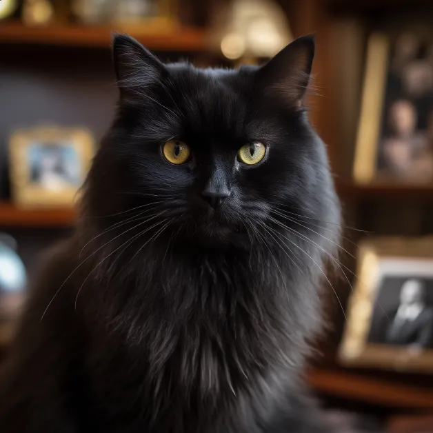แมวเปอร์เซียน่ารักสีดำที่เงียบเฉย แมวเปอร์เซียน่ารักสีดำที่เงียบเฉย